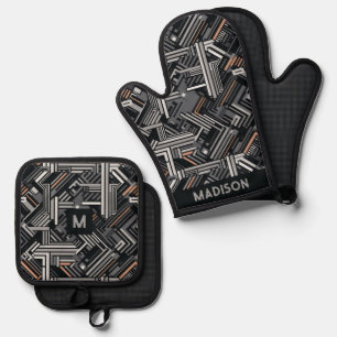Set De Manoplas Nombre personalizado y modelo industrial monograma