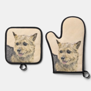 Set De Manoplas Norwich Terrier Pintura Cuta Original Mascota Perr