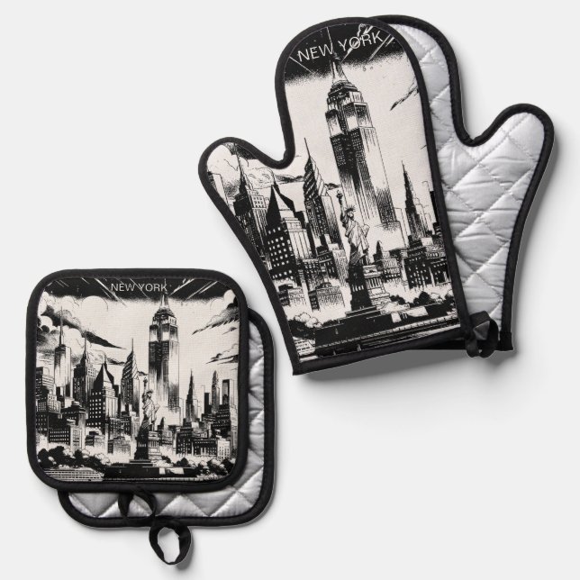 Set De Manoplas Nueva York (Anverso/Reverso)