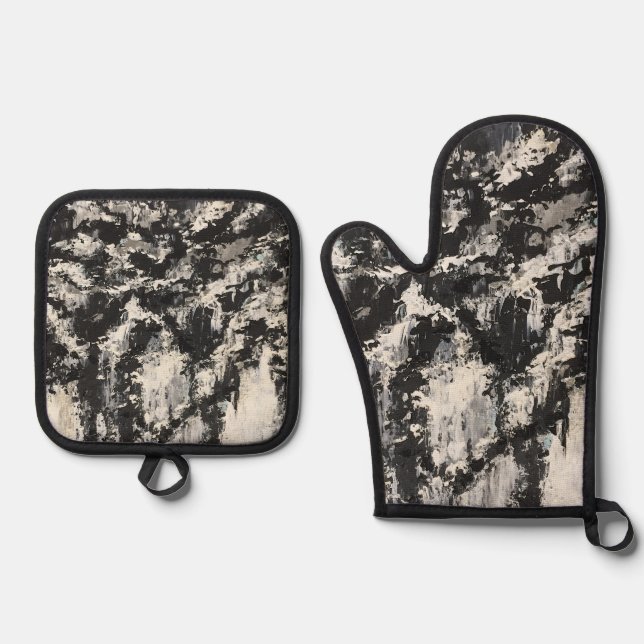 Set De Manoplas Obsesiones contrastantes Oven Mitt y Pot Holders (Anverso)