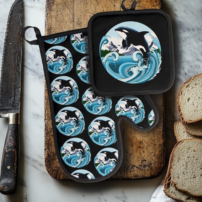 Set De Manoplas Océano azul de ballena asesina de orca (Subido por el creador)