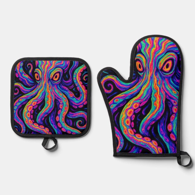 Set De Manoplas Octopus trippy vibrante (Anverso)