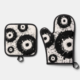 Set De Manoplas Ojo malvado negro y blanco