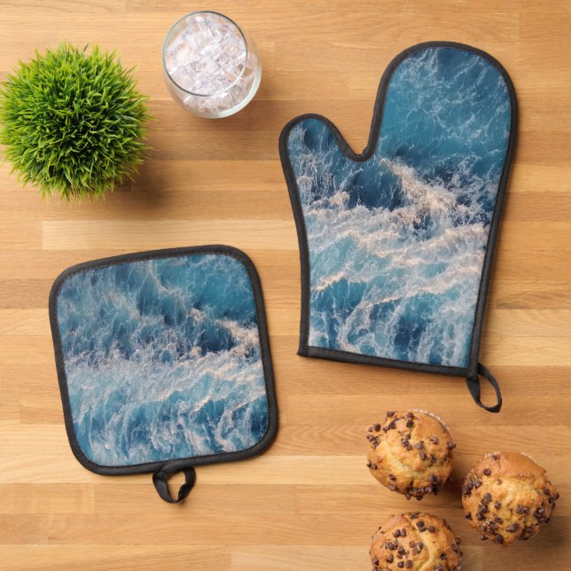 Set De Manoplas Olas azules del océano (De arriba hacia abajo)