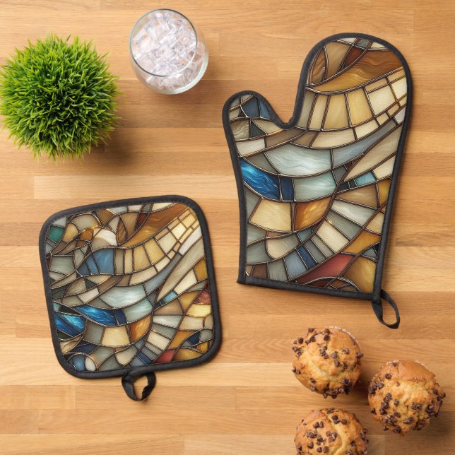 Set De Manoplas Olas de Vidrio Pintado (De arriba hacia abajo)