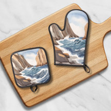 Olas del océano chocando | Acuarela de playa coste