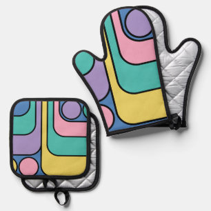 Set De Manoplas Optimizar el diseño geométrico de estilo retro mod