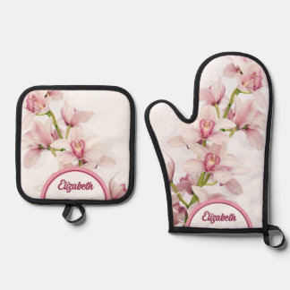 Set De Manoplas Orquídea Orquídea Rosa Personalizada