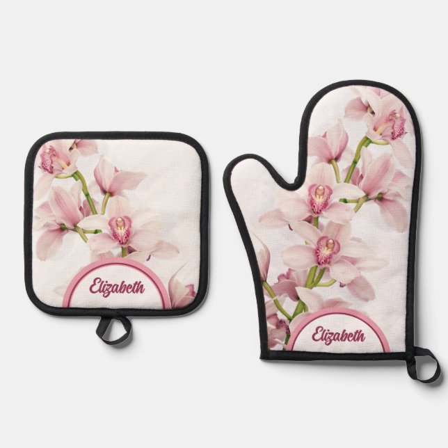 Set De Manoplas Orquídea Orquídea Rosa Personalizada (Anverso)
