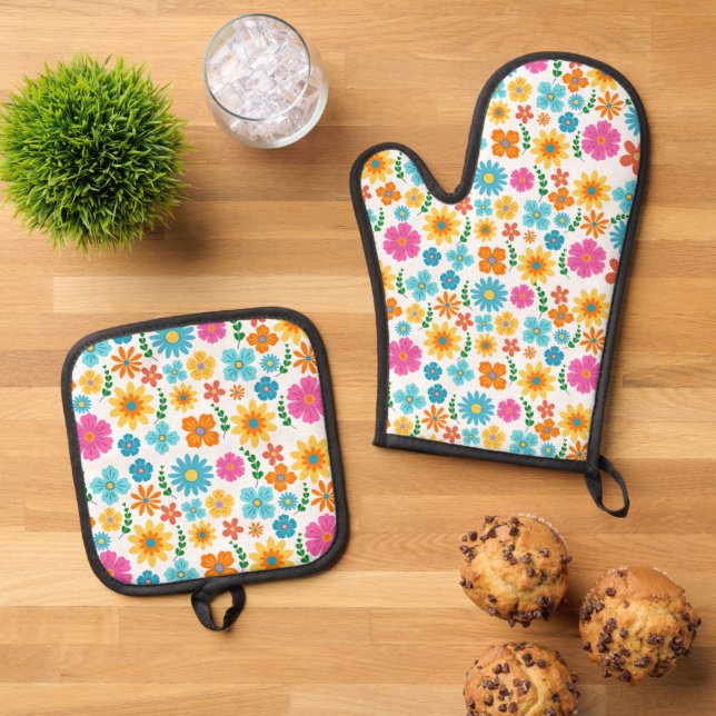 Set De Manoplas Oven Mitt and Pot Holders (De arriba hacia abajo)