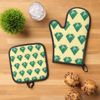 Set De Manoplas Oven Mitt and Pot Holders esmeraldas-verdes