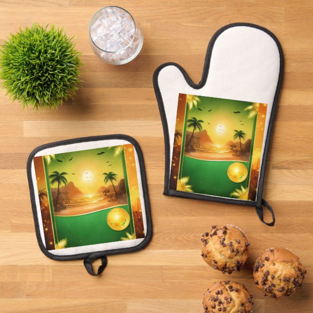 Set De Manoplas Oven Mitt, Escudo plateado (De arriba hacia abajo)