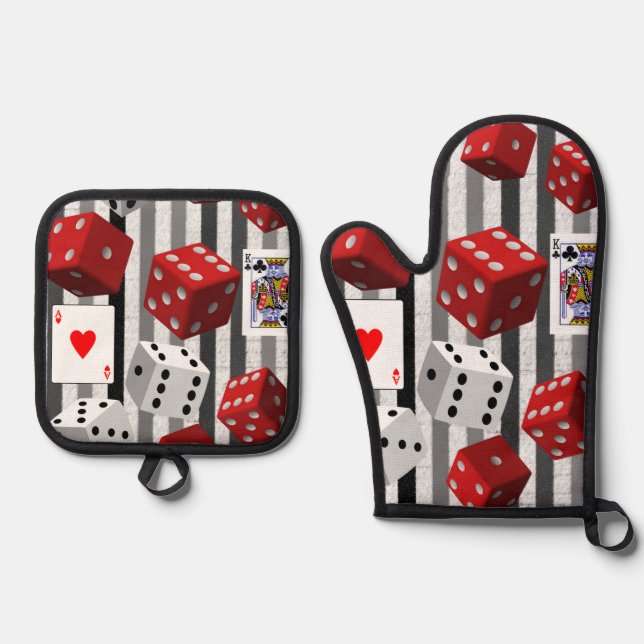 Set De Manoplas Oven Mitt & Pot Holders Cards Dice (Anverso)