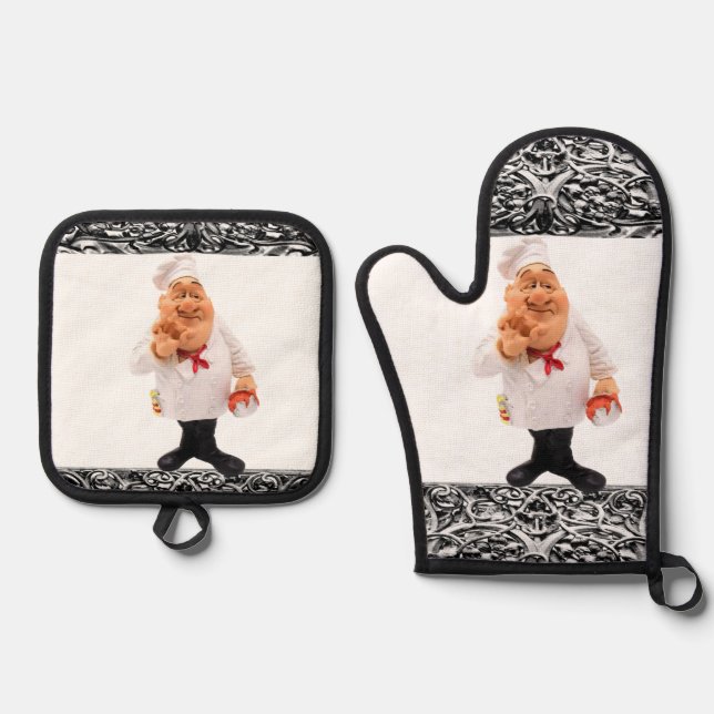 Set De Manoplas Oven Mitt & Pot Holders Chef Cocina Cocina Cocina  (Anverso)