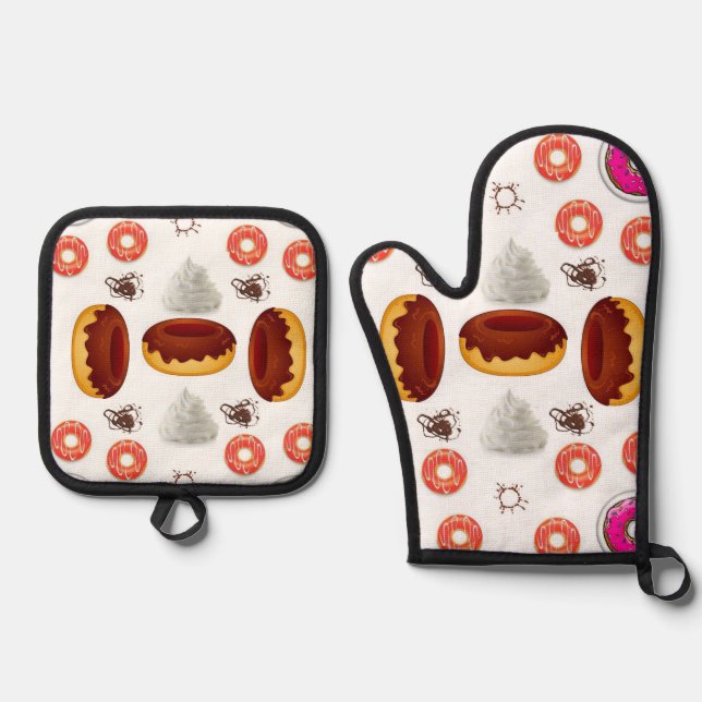 Set De Manoplas Oven Mitt & Pot Holders Donuts (Anverso)