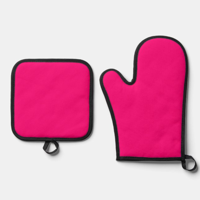Set De Manoplas Oven Mitt & Pot Holders Fushia Pink (Anverso)