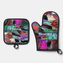 Set De Manoplas Oven Mitt & Pot Holders – Neon Pulse