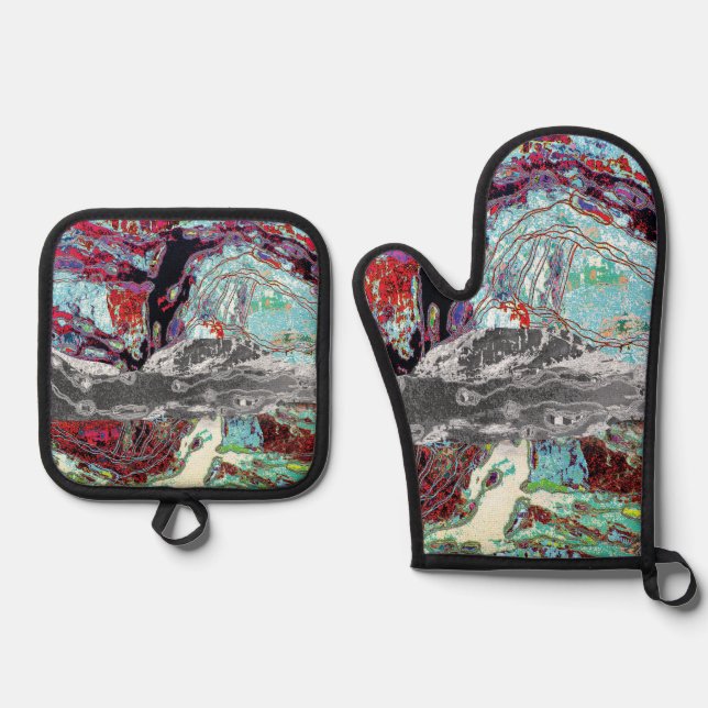 Set De Manoplas Oven Mitt & Pot Holders – Strata Pulse (Anverso)