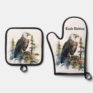 Set De Manoplas Oven Mitt & Pot Holding Eagle Baking Nature