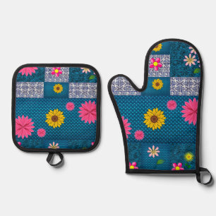 Set De Manoplas Oven Mitt & Pot Holding Floral
