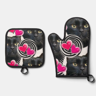 Set De Manoplas Oven Mitt & Pot Holding Gatos Kitten Meow