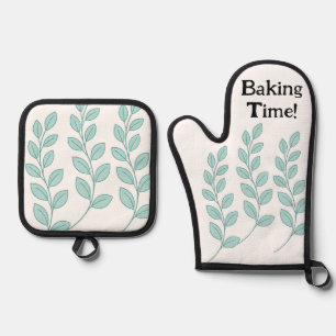 Set De Manoplas Oven Mitt & Pot Holding Green deja tiempo de cocci