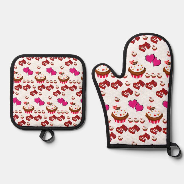 Set De Manoplas Oven Mitt & Pot Holding Pasteles de pasteles (Anverso)