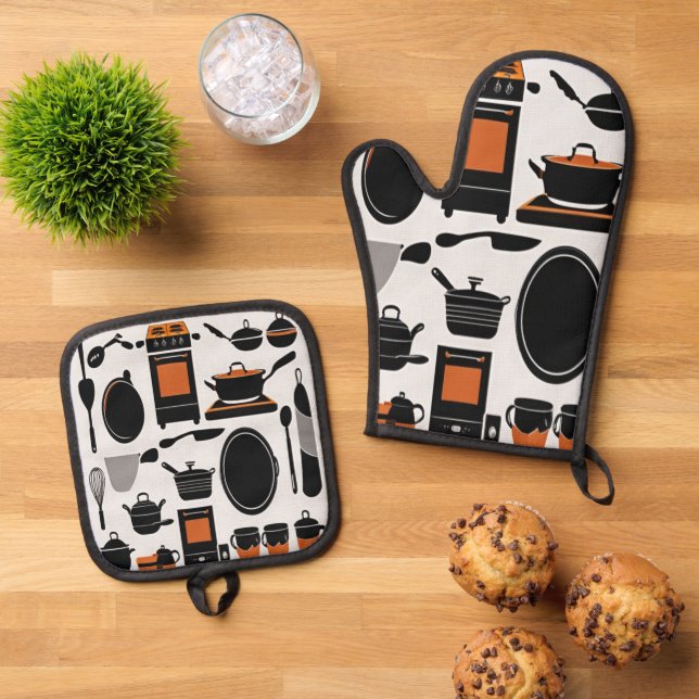 Set De Manoplas Oven Mitt y Pot Holder Duo (De arriba hacia abajo)