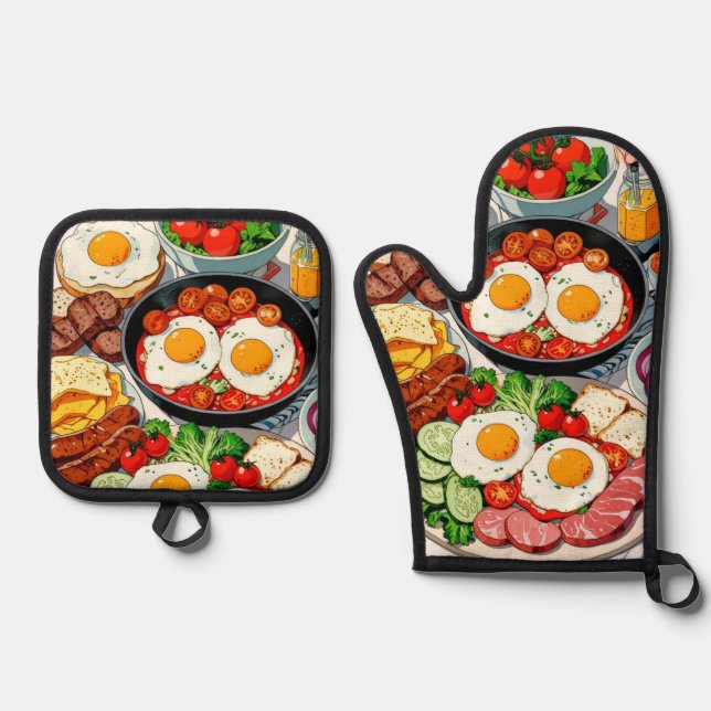 Set De Manoplas Oven Mitt y Pot Holders (Anverso)