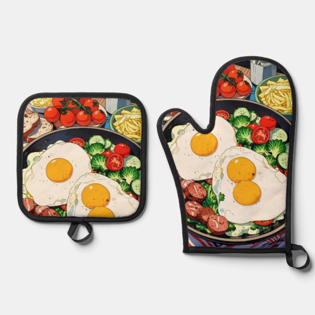 Set De Manoplas Oven Mitt y Pot Holders (Anverso)