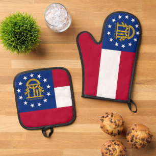 Set De Manoplas Oven Mitt y Pot Holders con bandera de Georgia, Es