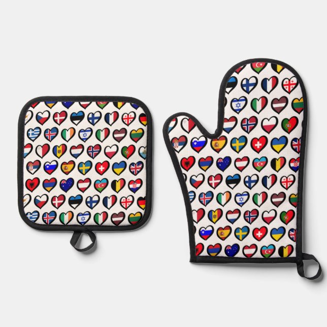 Set De Manoplas Oven Mitts - Banderas (Anverso)