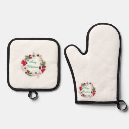 Set De Manoplas Oven Mitts & Pot Holders Feliz Navidad
