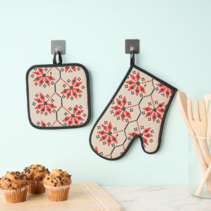 Set De Manoplas Oven Mitts & Pot tradicionales ucranianos bordados