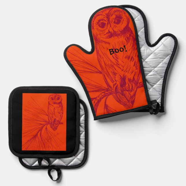 Set De Manoplas Owl Boo Trivet (Anverso/Reverso)