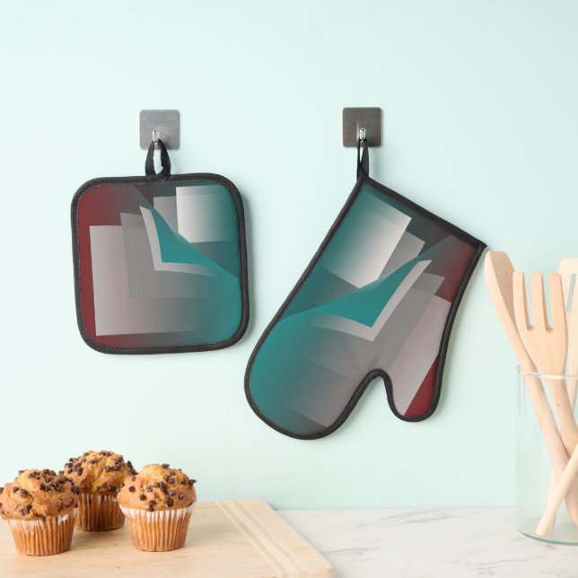 Set De Manoplas Páginas grises de Borgoña verde azuladas (Insitu (colgante))