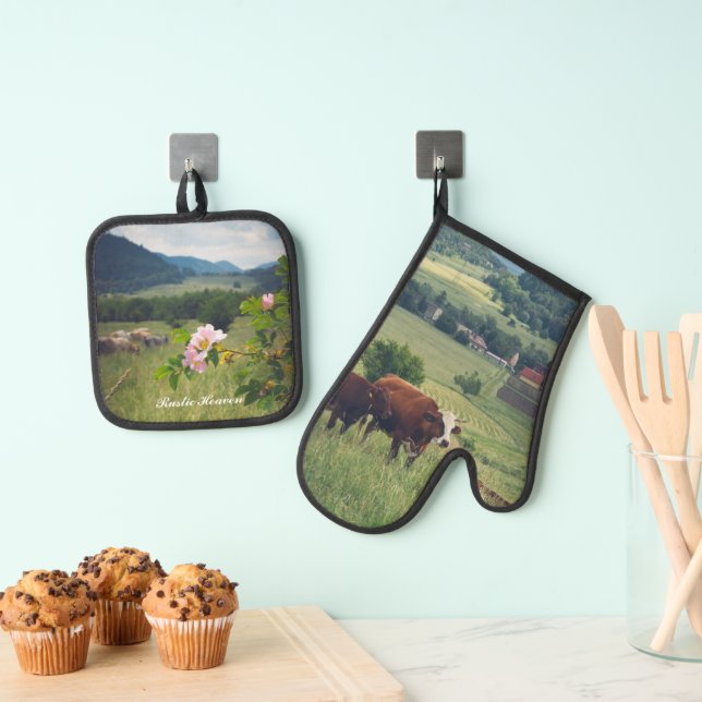 Set De Manoplas Paisaje rural con vacas (Insitu (colgante))