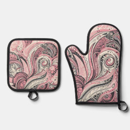 Set De Manoplas Paisley Rosa The Home Studio