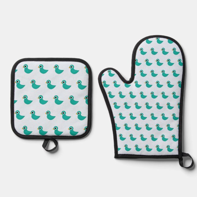 Set De Manoplas Pájaro azul lindo (Anverso)