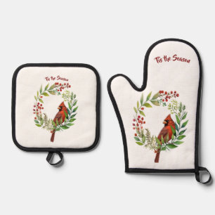 Set De Manoplas Pájaro Rojo Cardinal Bastante Clásico
