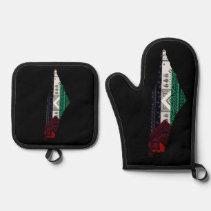 Set De Manoplas Palestina Embroidery tatreez Mapa de la bandera de