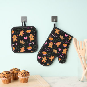 Set De Manoplas Pan de jengibre rosa y dulce de menta