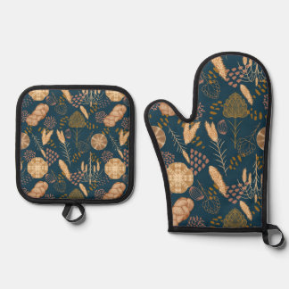 Set De Manoplas Panadería en llamas: Pan y cebada artesanal, Verde