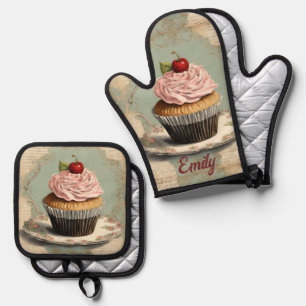 Set De Manoplas Panadería Rústica Pastry Chef Cupcake Baker