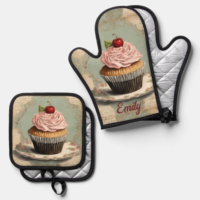 Set De Manoplas Panadería Rústica Pastry Chef Cupcake Baker (Anverso/Reverso)