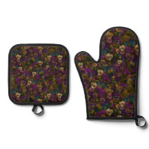 Pansies [gold] Oven Mitt and Pot Holders