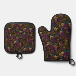 Set De Manoplas Pansies [gold] Oven Mitt and Pot Holders