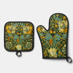 Set De Manoplas Papel pintado floral de madreselva Gold de William