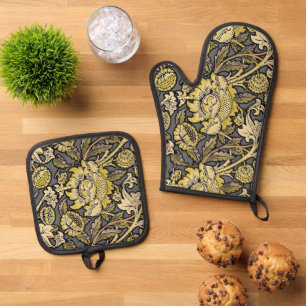 Set De Manoplas Papel pintado floral de William Morris Wey Arts Cr