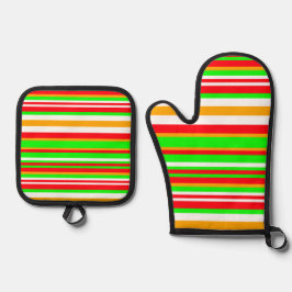 Set De Manoplas Para divertido patrón de rayas vibrantes